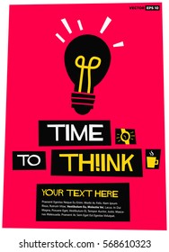 Time To Think!  (Flat Style Vector Illustration Poster Design) with Text Box Template