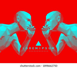 Time to think. A man touching his temples and remembering something. Giving it a little thought. Minimalistic design for business presentations, flyers or posters. 3d vector illustration.
