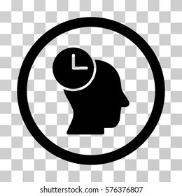 Time Thinking rounded icon. Vector illustration style is a flat iconic symbol inside a circle, black color, transparent background. Designed for web and software interfaces.