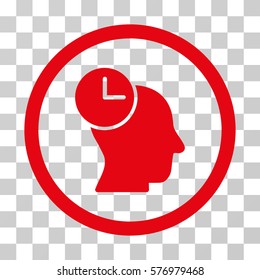 Time Thinking rounded icon. Vector illustration style is a flat iconic symbol inside a circle, red color, transparent background. Designed for web and software interfaces.