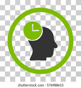 Time Thinking rounded icon. Vector bicolor illustration style is a flat iconic symbol inside a circle, eco green and gray colors, transparent background. Designed for web and software interfaces.