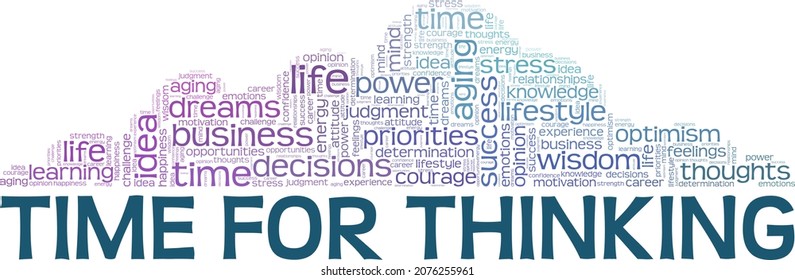 Time for thinking vector illustration word cloud isolated on white background.