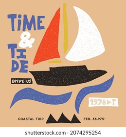 TIME AND TIDE NAUTICAL RESORT GRAPHIC VECTOR