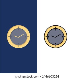 Time, Timer, Compass, Machine  Icons. Flat and Line Filled Icon Set Vector Blue Background