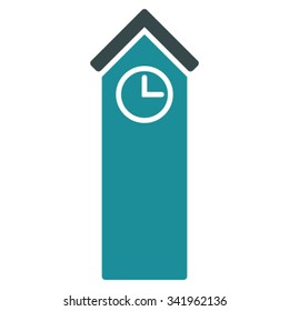 Time Tower vector icon. Style is bicolor flat symbol, soft blue colors, rounded angles, white background.