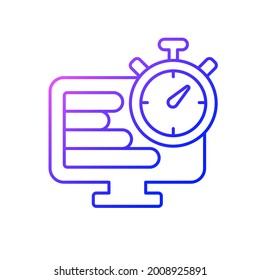 Time Tracker Gradient Linear Vector Icon. Performance Assessment On Project. Professional Monitoring Tools. Thin Line Color Symbols. Modern Style Pictogram. Vector Isolated Outline Drawing