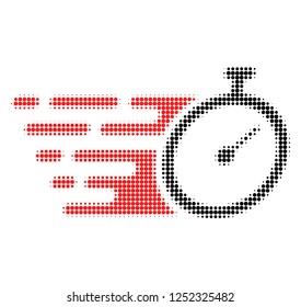 Time tracker halftone dotted icon with fast speed effect. Vector illustration of time tracker designed for modern abstract with symbols of speed, rush, progress, energy.