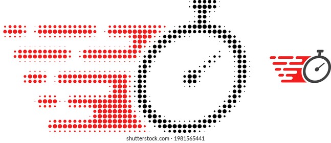 Time tracker halftone dotted icon illustration. Halftone pattern contains circle dots. Vector illustration of time tracker icon on a white background. Flat abstraction for time tracker object.