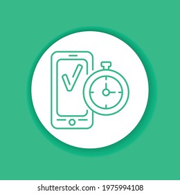 Time tracker mobile application in smartphone color glyph icon. Pictogram for web page, mobile app, promo. UI UX GUI design element.