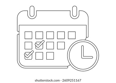 Time Tracking and Calendar Icon, calendar icon, time management, schedule icon, event planner