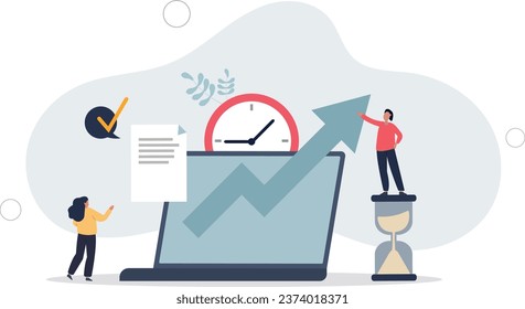 Time tracking and effective working hours management .Productive software app for employee work efficiency monitoring.flat vector illustration