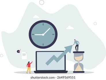 Time tracking and effective working hours management .Productive software app for employee work efficiency monitoring. character life .
