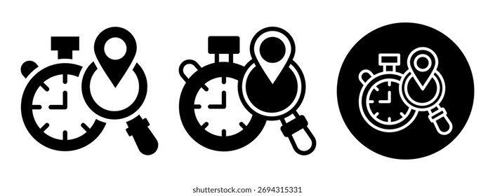 Glifo de Coleção de Ícones de Controle de Tempo e Ilustração de Vetor Misto