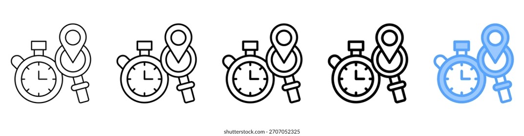 Conjunto de Colección de contorno de estilo diferente de icono de seguimiento de tiempo