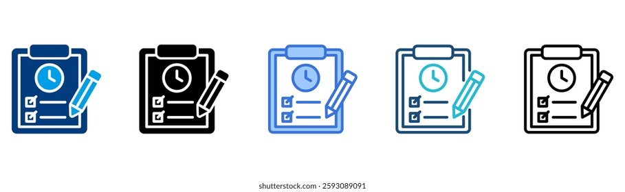 Time tracking icon set different style collection