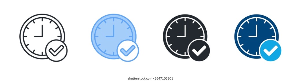 Time Tracking Icon Set Multiple Style. Designed In Outline, Blue, Glyph, Dual Tone