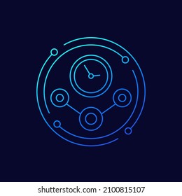 time tracking line icon for web