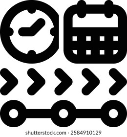 Time Tracking, Time Management Outline Icon