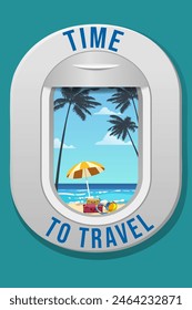 Time to travel airplane window porthole view