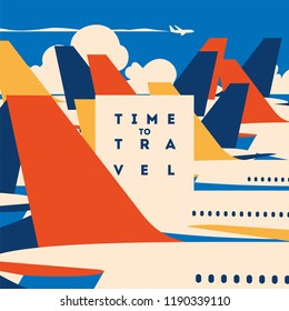 Time to Travel and Airport vacation poster.