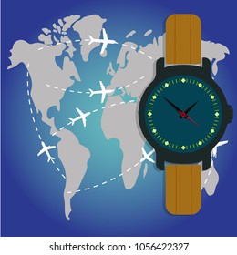 Time to travel around the world;flat style;vector illustration