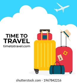 Time to travel background for ads, social network post. Vector Illustration EPS10