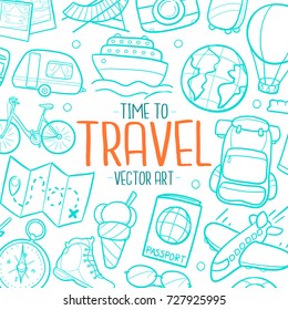 Time To Travel Background Flyer Design Vector Art