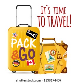 Its Time To Travel Baggage Background Vector Image

