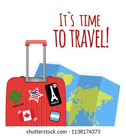 Its Time To Travel Baggage Map Background Vector Image
