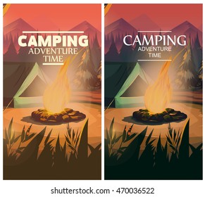 Time to travel banner Camping adventure time vector illustration,for your application , project.