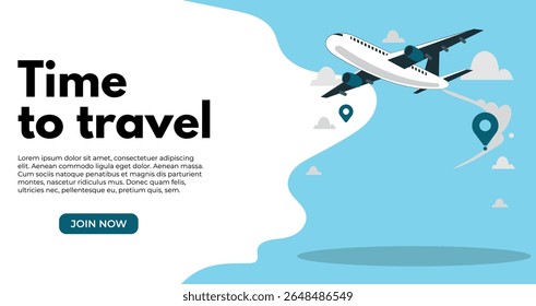 Tempo para viajar banner com passaporte e bilhetes, Viagem aérea de negócios de desconto 50% fora