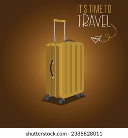 Its time to travel travel with blue travel baggage illustration