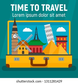 Time to travel concept background. Flat illustration of time to travel vector concept background for web design