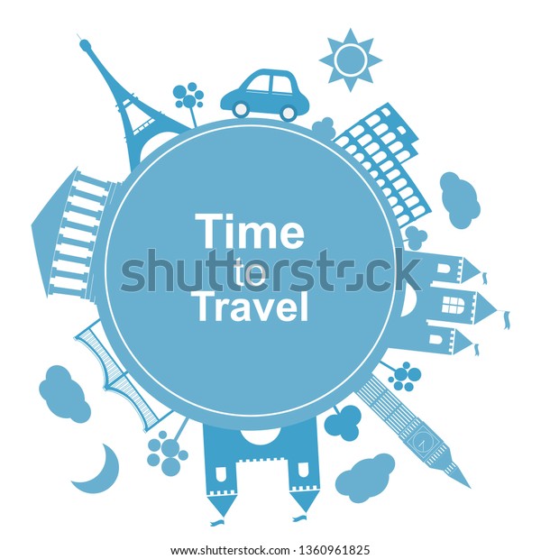 Time to travel, concept. Flat\
icon modern design style poster. Travel banner vector\
illustration