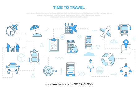 time to travel concept with icon set template banner with modern blue color style