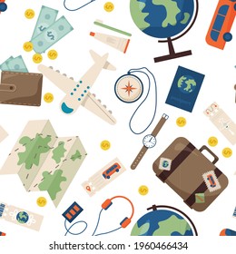 El concepto de tiempo para viajar. Patrón sin problemas de viaje. Ilustración vectorial.
