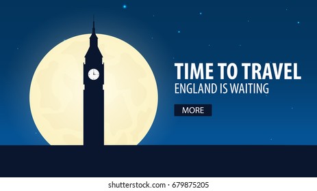 Time to travel. Travel to England. England is waiting. Vector illustration