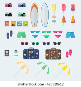 Time to travel flat icon set