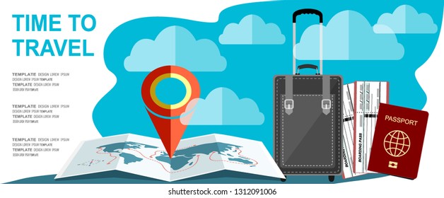 Time to travel. Flat Vector Illustration 