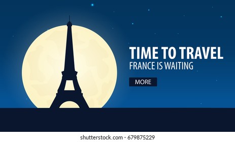 Time to travel. Travel to France. France is waiting. Vector illustration
