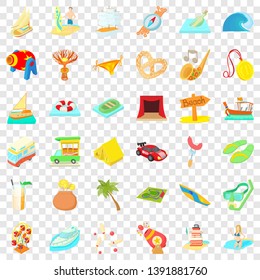 Time for travel icons set. Cartoon style of 36 time for travel vector icons for web for any design