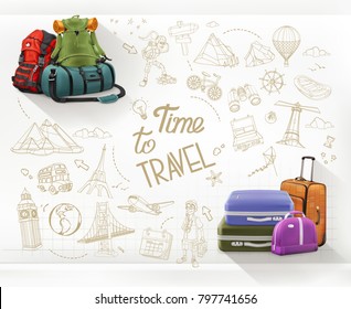 Time to Travel. Journey and hiking infographics vector