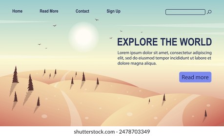 Time to travel landing page template natural parkland. Yellowstone tourism and outdoor recreation