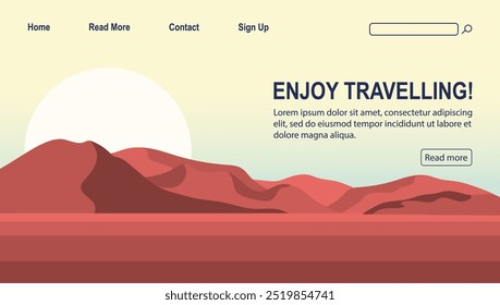 Time to travel landing page template. Tourism and outdoor recreation