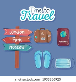 time to travel lettering icons