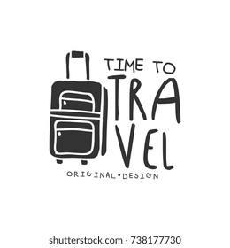 Time to travel logo with traveler luggage