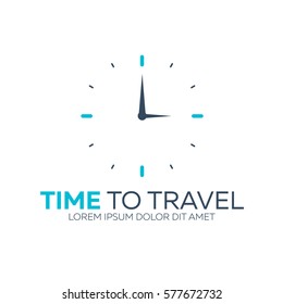 Time to travel logo. Vector flat illustration