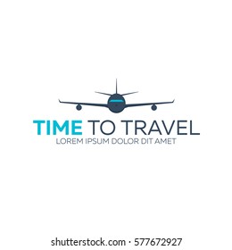 Time to travel logo. Vector flat illustration