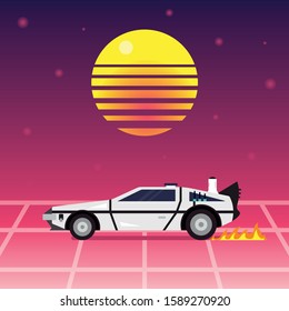 Time travel a machine, time machine: flat vector illustration