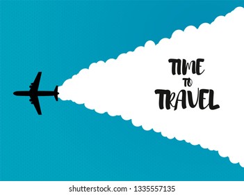 Time to travel. paper style airplane for travel design. vector illustration.